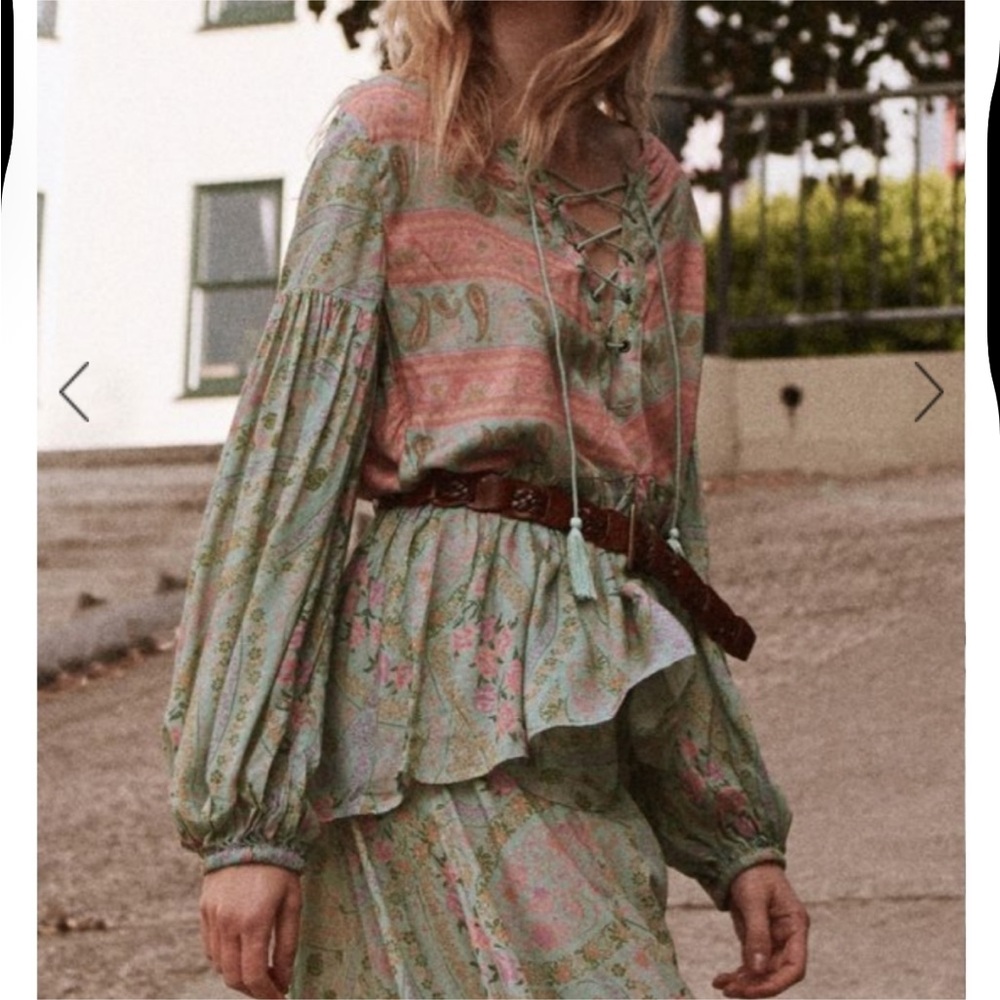 Spell Multicolor Lace-Up Blouse